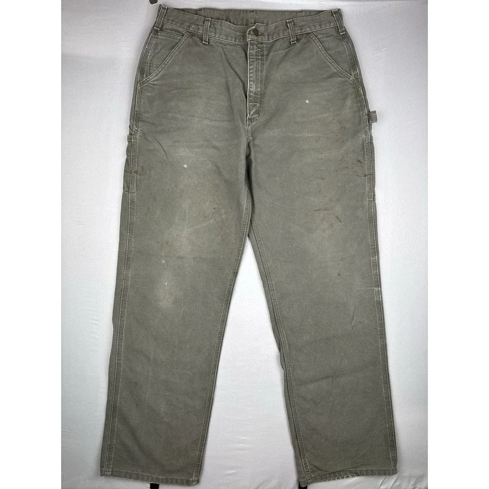 Vintage Carhartt B11 MOS Work Pants 36x34 Moss Green Carpenter Duck Canvas
